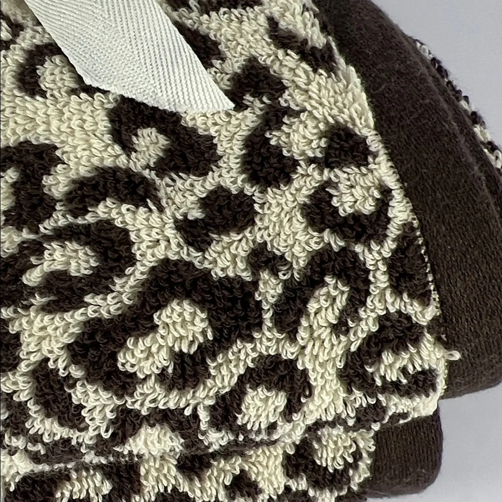 2 Pc Rachel Zoe Leopard Cheetah Animal Print Bath Hand Towels 100% Cotton NEW